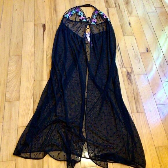 SAVAGE X FENTY (2 PC SET) SHEER BLACK ROBE (L) & BRA (32D) NWT - Picture 4 of 16